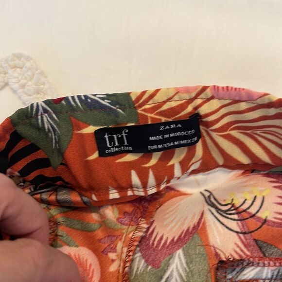 Zara Floral Wide Leg Floral Tropical (VACATION) Palazzo Pants Sz Medium - Picture 4 of 5